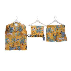 Ensemble de pyjama court en coton pur 100 % fait main, romantique, à fleurs indiennes, manches courtes, imprimé floral, vêtements courts parfaits - Product Image 6