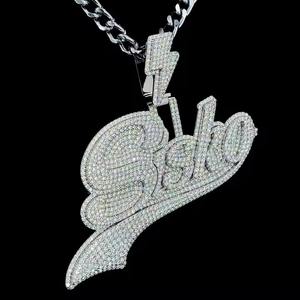 Joyería Hip Hop Unisex de Primera Calidad, Chapada en Oro Blanco Cristiano, con Colgante Personalizado de Moissanita VVS, Disponible a un Precio Accesible - Product Image 1