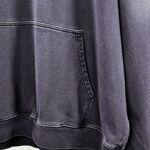 Sudadera con Capucha de Algodón Peinado para Hombre, Diseño OEM Novedoso, Lavado Ácido, Peso Pesado, Color Sólido, Estilo Urbano, 465 Gsm, Efecto Desgastado - Product Image 6