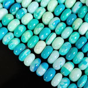 Perles de pierres précieuses lisses d'opale verte naturelle ombragées 8mm perles de rondelle d'opale pour la fabrication de bijoux en gros 16 "bonbons opale pierre en vrac - Product Image 5