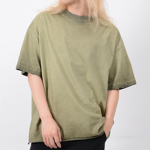 Venta al por mayor de alta calidad Boxy Streetwear camiseta en blanco 100% algodón Sun Faded Distressed Vintage Washed T Shirt - Product Image 3