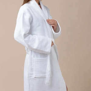 Bata de baño de hotel blanca Toalla de algodón Albornoz zapatillas Set Albornoz unisex - Product Image 5