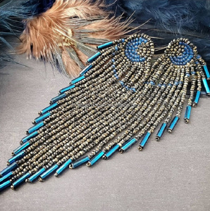 Vente en gros de boucles d'oreilles en perles bleu marine ombrées d'Inde de qualité supérieure nouveau meilleur design par RF Crafts pour les fêtes de mariage chrétiennes - Product Image 4