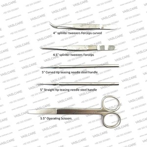 Kit de dissection vétérinaire, ensemble de sacs de suture et de chirurgie, instruments chirurgicaux vétérinaires professionnels en acier inoxydable par Vaslcare - Product Image 5