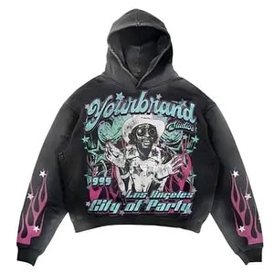 Custom DTF DTG Rhinestone Impreso Sudadera con capucha para los hombres Streetwear Oversized Fashion Pullover Hoodie Factory Wholesale - Product Image 1