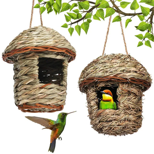 Nichoir pour oiseaux en paille écologique en gros |   Nichoir à colibris naturel tissé à la main pour <span class=keywords><strong>les</strong></span> <span class=keywords><strong>arbres</strong></span> de jardin et la décoration extérieure - Product Image 2
