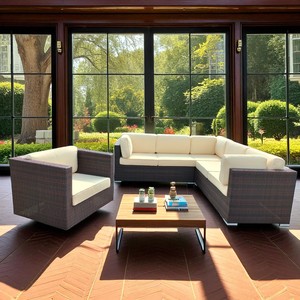 PRSF-KB Vietnam-Made Faux Wicker Poly Rattan Outdoor Sofa Set Hot Model <b>for</b> Outdoor Furniture Use Patio Garden Leisure <b>Seating</b> - Product Image 5