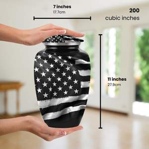 Bandera americana Urna blanca y negra para cenizas humanas Urnas conmemorativas para adultos para hombre y mujer Urna decorativa para cenizas de adultos Tamaño personalizado - Product Image 3