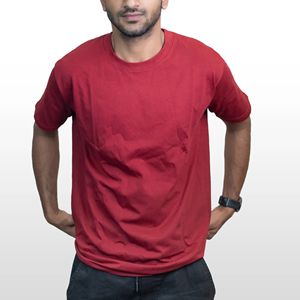 Camiseta Lisa Color Granate para Hombre, 100% Algodón, para Comodidad Diaria - Product Image 3