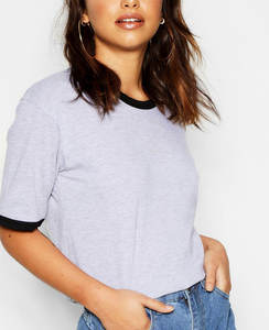 Nouveau T-shirt décontracté pour femme de haute qualité, manches courtes régulières, mode estivale, haut uni, col rond, tissu jersey imprimé, appliques - Product Image 6