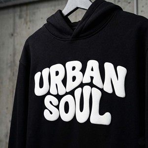 Sweat-shirt à capuche surdimensionné en molleton de coton lourd pour femmes, impression 3D personnalisée, streetwear noir, fabricant - Product Image 3