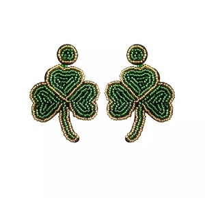 Shamrock-pendientes con cuentas, negro - Product Image 1