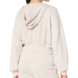 Lightweight Anti-Wrinkle Zipper Crop Hoodies Breathable Cotton <b>Blend</b> For Women Hoodies For Woman - Product Image 4
