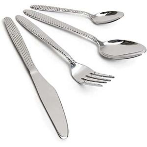 Ensemble de couverts de luxe en acier inoxydable pour banquet de mariage, plaqué argent, poignée à points hauts, couteaux et cuillères personnalisés en acier inoxydable - Product Image 1