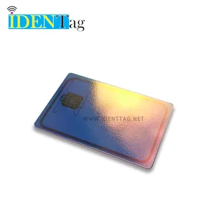 Carte bancaire en métal réfléchissant transparent miroir doré avec puce de contact