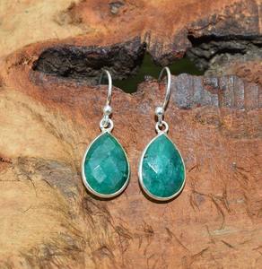 Pendientes clásicos de plata maciza 925, joyería para Plata de Ley 925, piedras preciosas Esmeralda, estilo bohemio, pendientes hechos a mano, regalo para mamá - Product Image 4