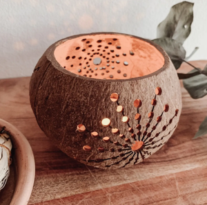 Handcrafted Coconut Shell <b>Tea</b> <b>Light</b> Holder-Minimalist Candle Stand Bowl for Weddings & Home Decor | VIET FARGIMEX - Product Image 1