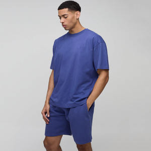 Venta al por mayor personalizado Cobalt Oversize deporte hombres camiseta y conjunto corto conjunto de 2 piezas gimnasio entrenamiento playa y ropa de calle camiseta para hombres - Product Image 1