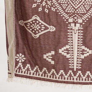 Geometric Turkish <b>Throw</b> Beach Blanket 100% Cotton Pestemal Hammam Black/Beige Color <b>Sofa</b> Covers Luxury - Product Image 3