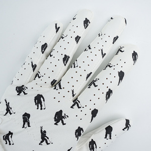 Gant de golf KATBROS INDUSTRY en cuir véritable blanc avec motif éléphant noir en relief, antidérapant, pour main gauche, unisexe, fermeture auto-agrippante - Product Image 3