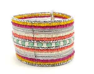 Brazalete de Cuentas Multicolores Estilo Maasai Africano |   Joyería Tribal Clásica GF con Baño de Plata/Oro, Regalo para Mujer - Product Image 1