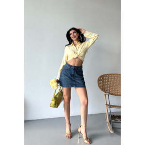 Mini-jupe en jean 1046 - Marron - Product Image 3