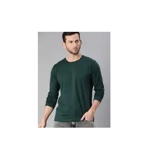メンズフルスリーブグリーンTシャツバルクレート100% コットンニースクオリティボーイズライトスウェットシャツTシャツカスタムロゴ可
