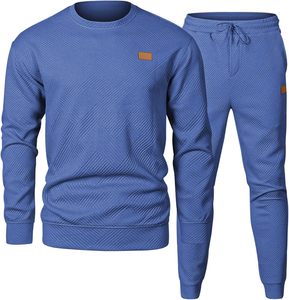 Ensemble de vêtements d'extérieur décontractés pour homme, chaud pour l'hiver, 2 pièces, respirant, en tricot, avec motif uni, pulls et pantalons - Product Image 5