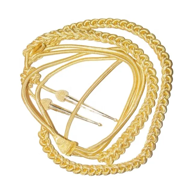 Pakistan Aiguillette Gold Tips cordino nappe Cap Cords nodi di spada distintivi di ricamo a mano di alta qualità accessori