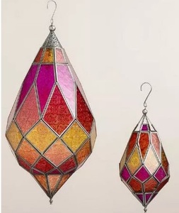 Handmade metal iron <b>Moroccan</b> hanging <b>lantern</b> with a distressed rustic finished suitable for farmhouse or vintage decor - Product Image 5