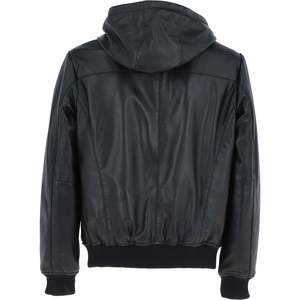 Chaqueta Hombre Cuero Con Capucha Black and Tan Super Bomber - Product Image 3