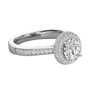 Bague de fiançailles en diamant rond pour elle - Product Image 3