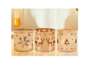 新款时尚金色金属茶灯架圣诞日桌面装饰茶灯架低价套装三盏茶灯