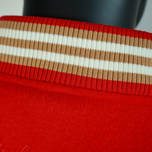 OEM Custom Men's <b>Red</b> Canvas Varsity Letterman Jacket Breathable <b>Wool</b> Lining Winter Leather Sleeve Wholesale Custom Embroidery - Product Image 5