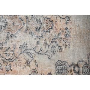 Tapis turc traditionnel rond de 4x4 pieds, écologique, en laine, beige, patchwork, avec support en latex, tapis abstrait - Product Image 5