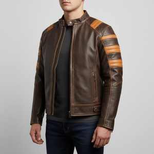Veste en cuir robuste pour homme, fabriquée en cuir de vache, imperméable, respirante, écologique, avec logo frontal, durable, style motard, vente en gros - Product Image 2