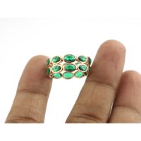 Anillo de compromiso de oro macizo de 14 quilates, joyería fina apilable de Esmeralda natural, anillo de declaración de piedra natal de mayo para niños