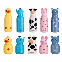 Botella de Agua Infantil DILLER, Aislada al Vacío, de Acero Inoxidable 304 Libre de BPA, con Diseño de Animales de Dibujos Animados