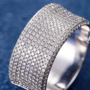 แหวนแต่งงานผู้ชายแบบวงกว้างประดับเพชรเลี้ยงในห้องปฏิบัติการสีเงิน/ทอง ชุบโรเดียม หรูหรา ซ้อนกันได้ พร้อมใบรับรอง IGI ขายส่ง - Product Image 3