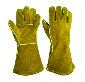 Venta al por mayor de guantes de seguridad de piel de vaca gruesa de cuero partido soldadura de extinción de incendios resistente a los cortes barbacoa con tela de lana para uso industrial - Product Image 4