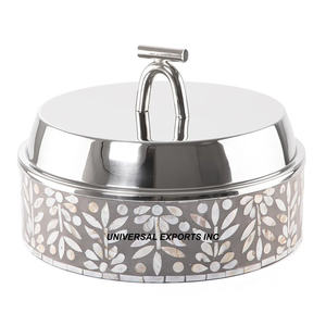 Nacre noire Hotpot dernière collection casserole faite à la main forme ronde concepteur nouveau chauffe-plats en bois - Product Image 3