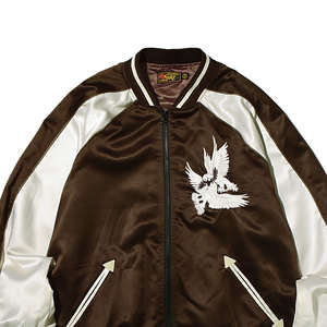 [OGARP] [PRODUCTO DE COREA] Símbolo Satén Sukajan Chaqueta Marrón - Product Image 1