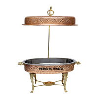 Ensemble de deux réchauds ronds de luxe design pour mariage et événements, chauffe-plats en métal pour buffet