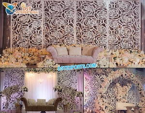 Lujo más nuevo Golden Monet boda telón de fondo Golden Lotus Monet Prop para boda Venta caliente Metal Lotus telón de fondo para boda - Product Image 4