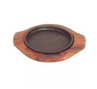 Assiette Sizzler en fonte à base en bois de qualité supérieure pour le service de restaurant et la salle à manger à la maison