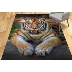 Tapis d'entrée motif animaux de la jungle, paillasson imprimé tigre réaliste, tapis doux non tissé - Product Image 4