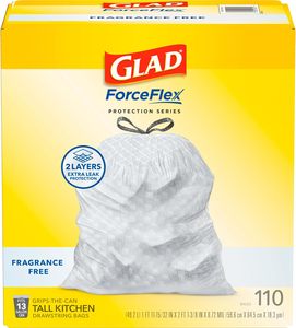 Bolsas de Basura Glad ForceFlex Altas para Cocina, con Cierre de Cordón, 13 Galones, Sin Fragancia, 110 Unidades, Paquete Sujetado a la Disponibilidad - Product Image 6