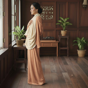 ชุดเคบายาปักลายเรียบง่ายสไตล์วินเทจ ปี 2025 ผลิตจากเส้นใยโพลีเอสเตอร์รักษ์โลก ลายเรขาคณิต ความยาวแบบแม็กซี่ มีสินค้าพร้อมส่ง - Product Image 4