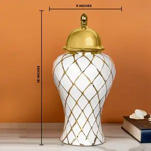Pot de gingembre de table avec matériau de qualité supérieure enduit de couleur blanche de dernière conception pour les fournitures de décoration d'hôtel à la maison - Product Image 5