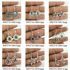 Vente chaude bonne qualité 925 en argent Sterling noir zircon cubique luxe boucles d'oreilles pour femme filles bijoux faits à la main inde - Product Image 4